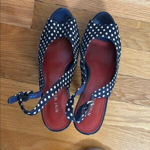Nine West Black and White Sandals with Polka Dots